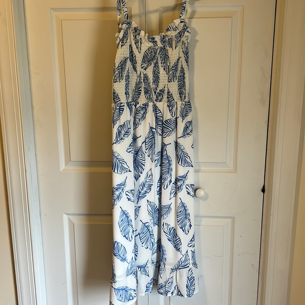 White and blue summer dress